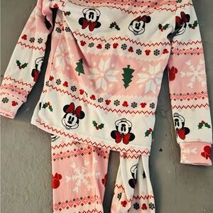 Disney Kids Pajama Set - Pink and White with Festive Characters